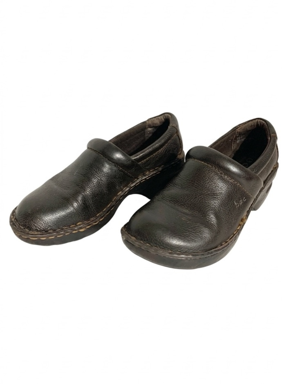 B.O.C. Born Concept Closed Back Pebbled Leather Comfort Clogs Work Shoe Black ⬛️